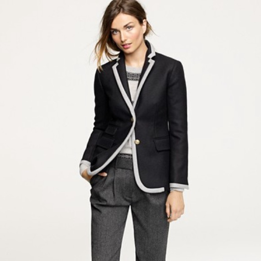 Black and grey J. Crew jacket blazer coat size 00/XS wool